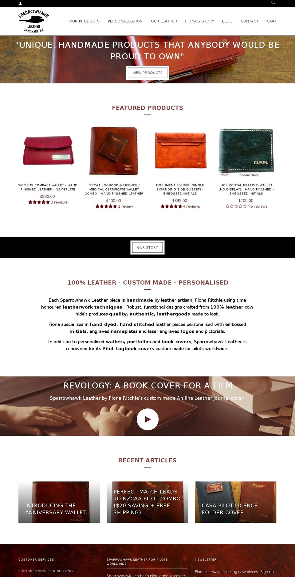 sparrowhawkleather.co.nz shopify website screenshot