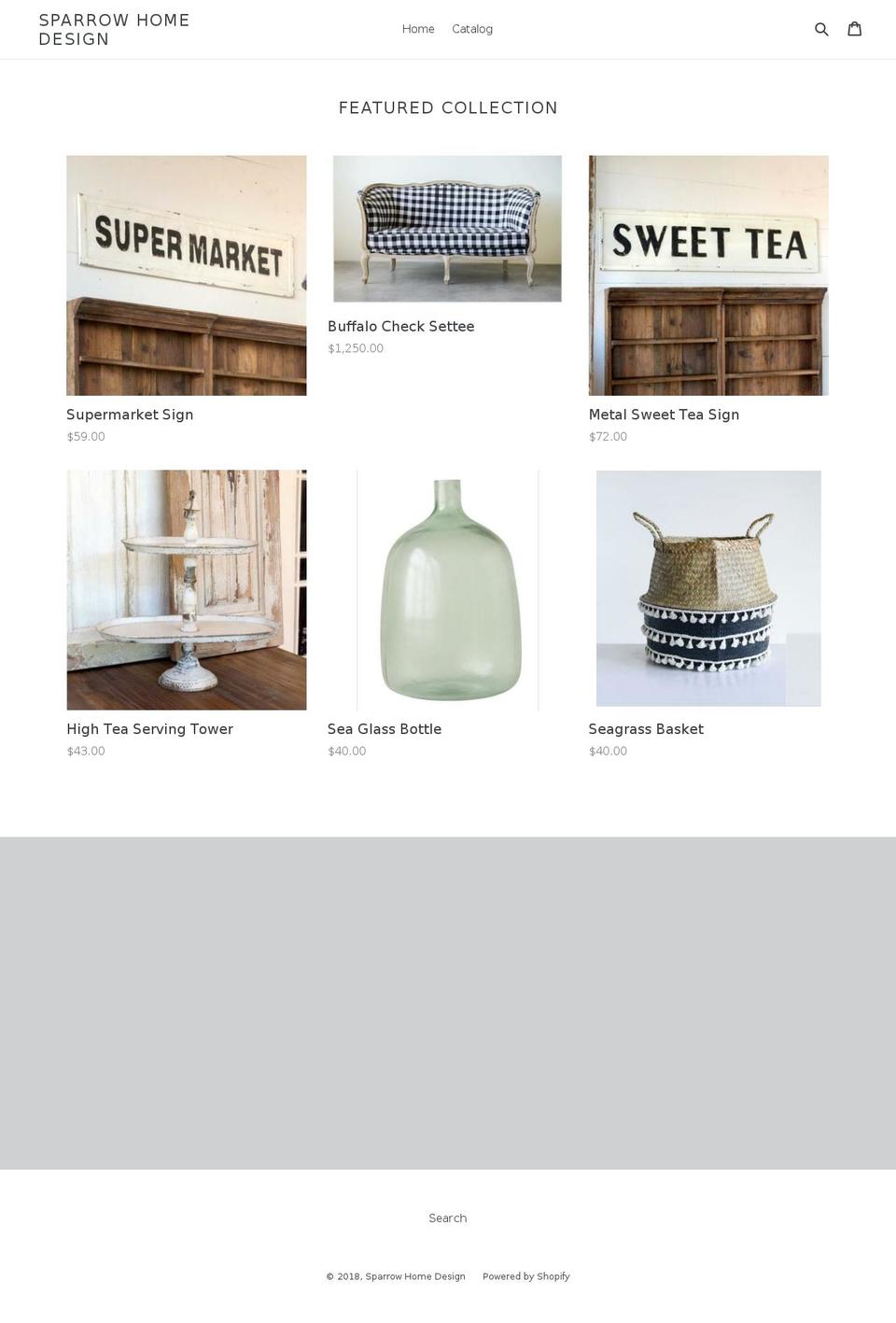 sparrowhomedesign.com — Shopify storefront screenshot