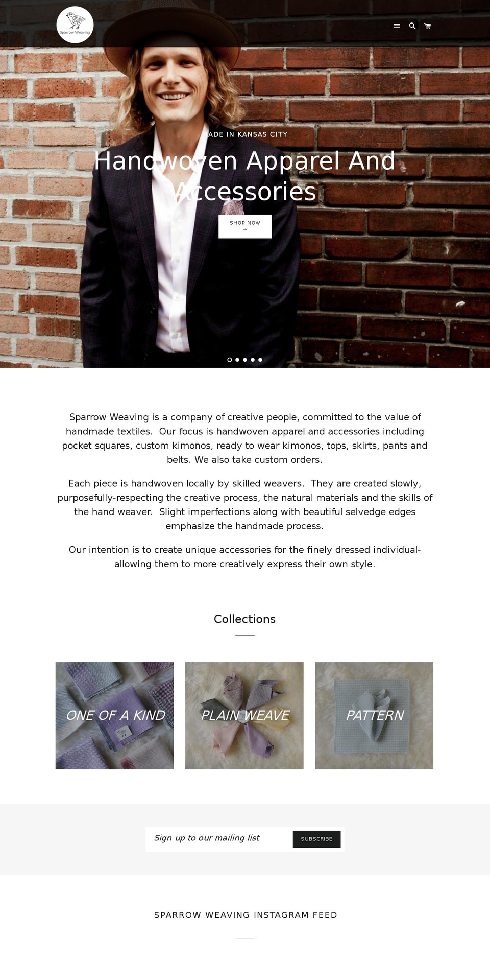sparrowweaving.com — Shopify storefront screenshot