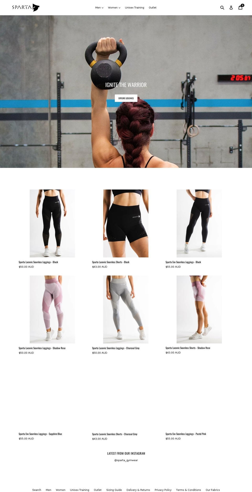 spartagymwear.com.au shopify website screenshot