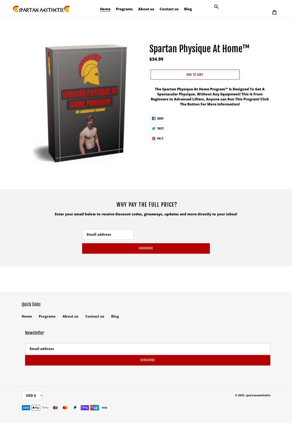 spartanaesthetix.com shopify website screenshot