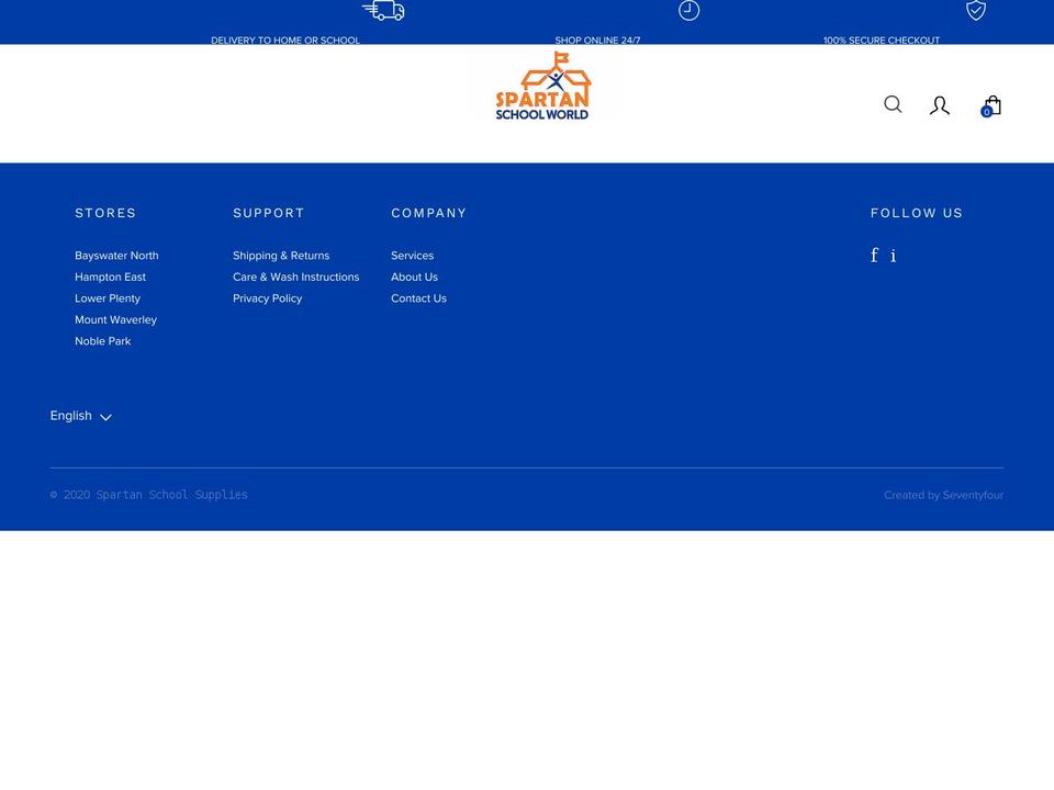 spartanschoolworld.com.au shopify website screenshot