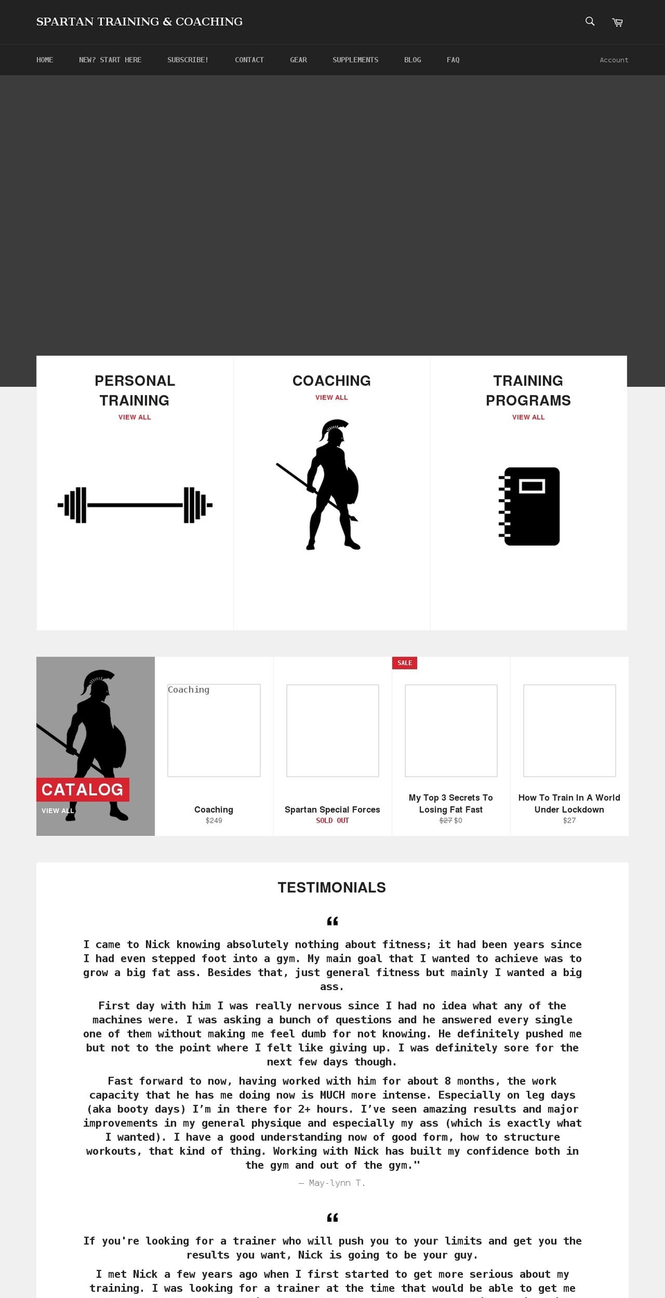 spartantrainingandcoaching.com shopify website screenshot
