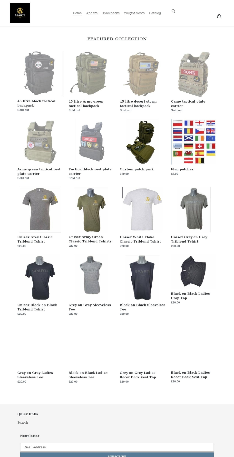 spartaperformancegear.com shopify website screenshot