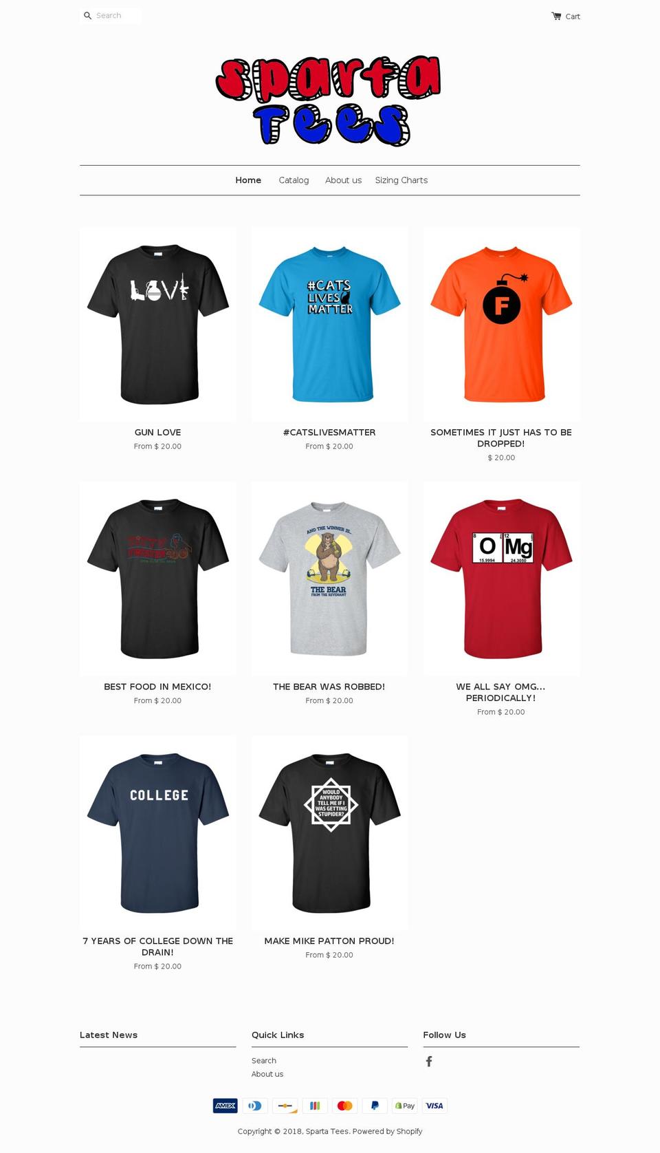 spartatees.com shopify website screenshot