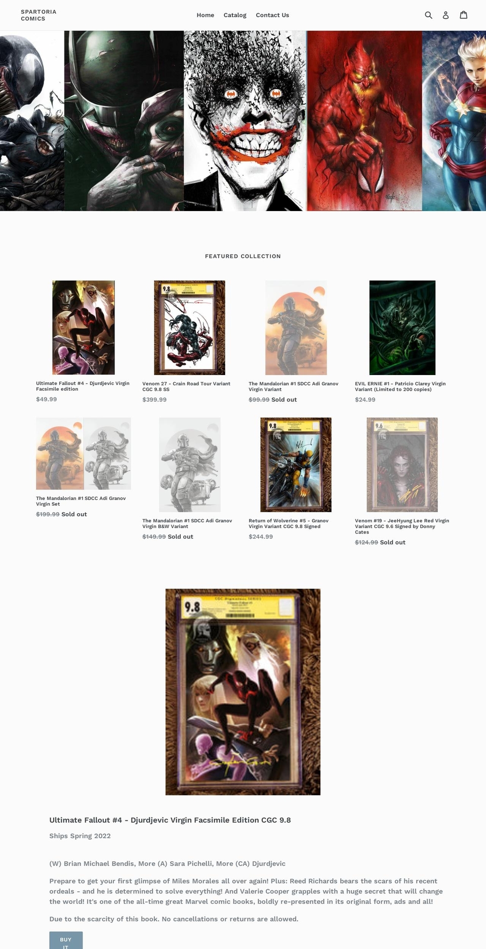 spartoriacomics.com shopify website screenshot