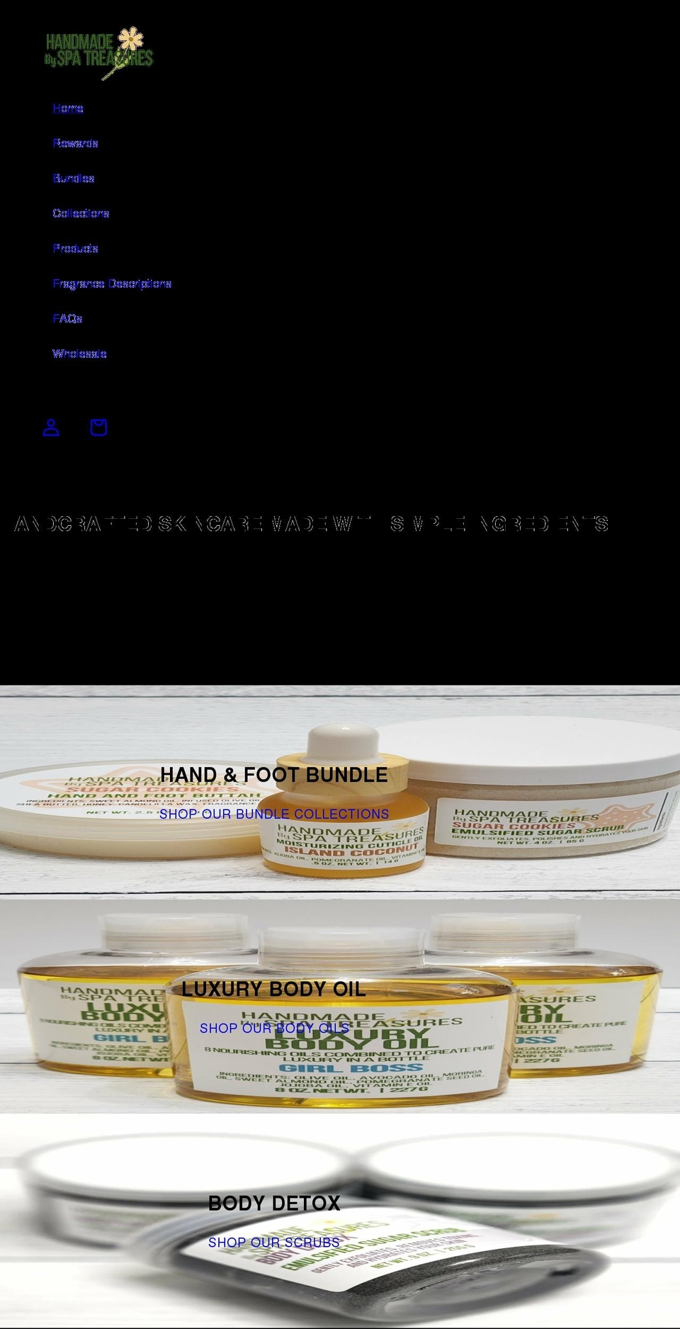spatreasuresonline.com shopify website screenshot