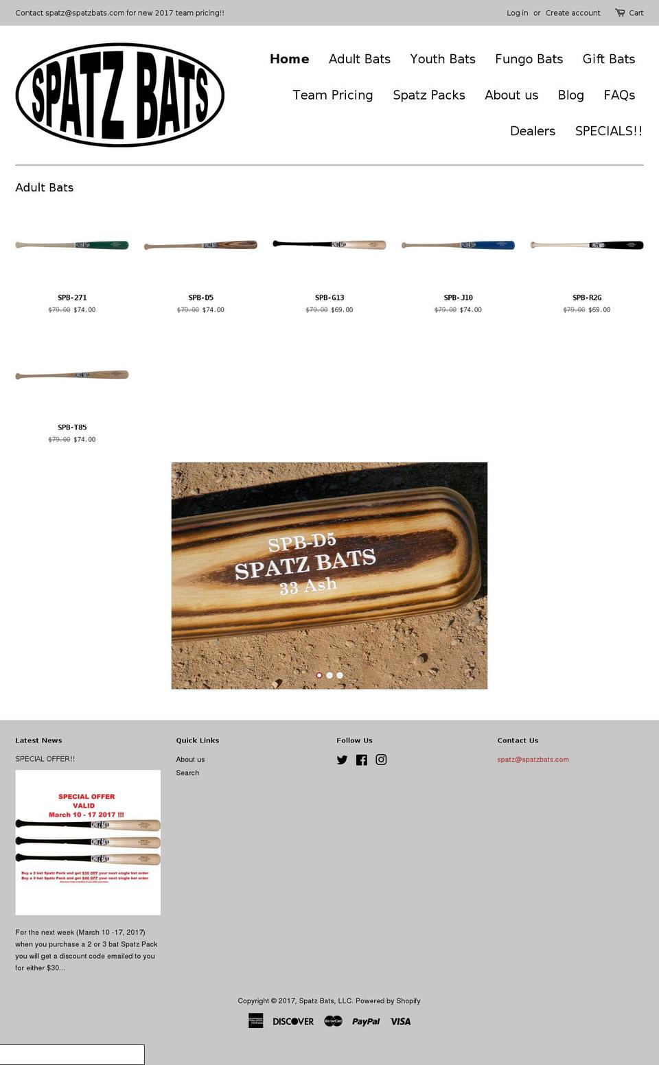 spatzbats.com shopify website screenshot