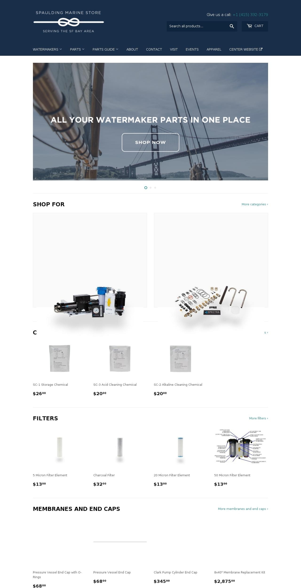 spauldingmarinestore.com shopify website screenshot