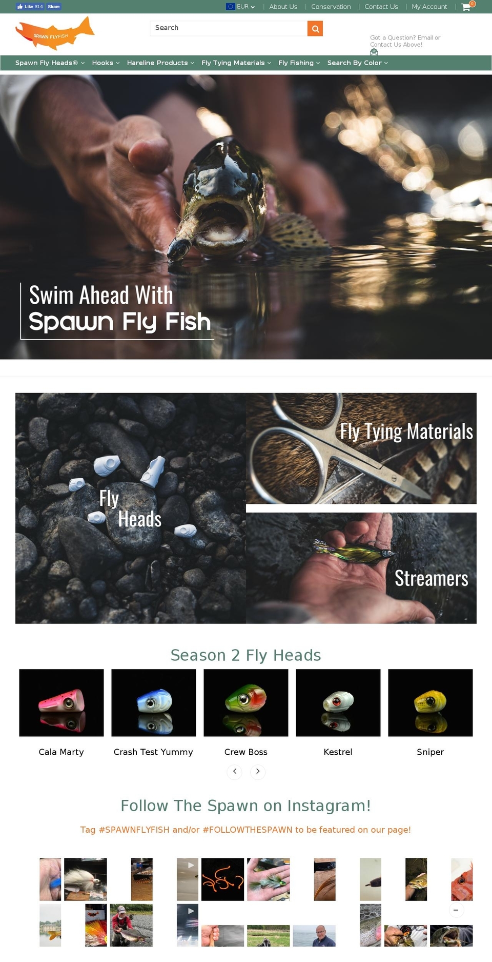 spawnflyfishing.com — Shopify storefront screenshot
