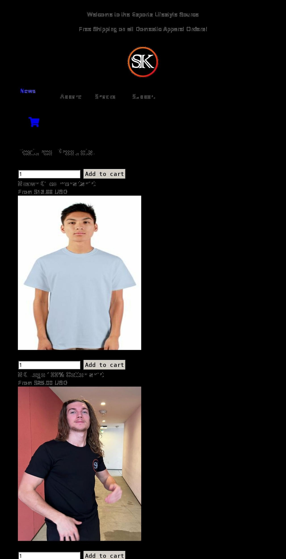 spawnkilled.net shopify website screenshot