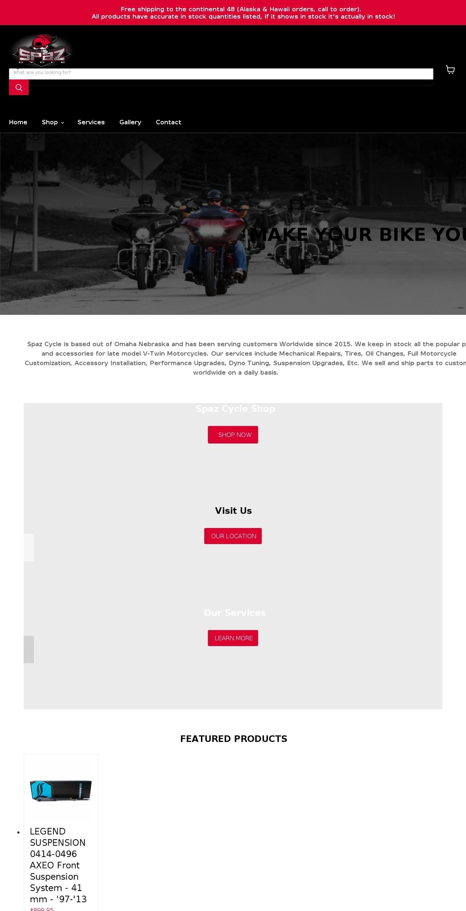 spazcycle.com shopify website screenshot