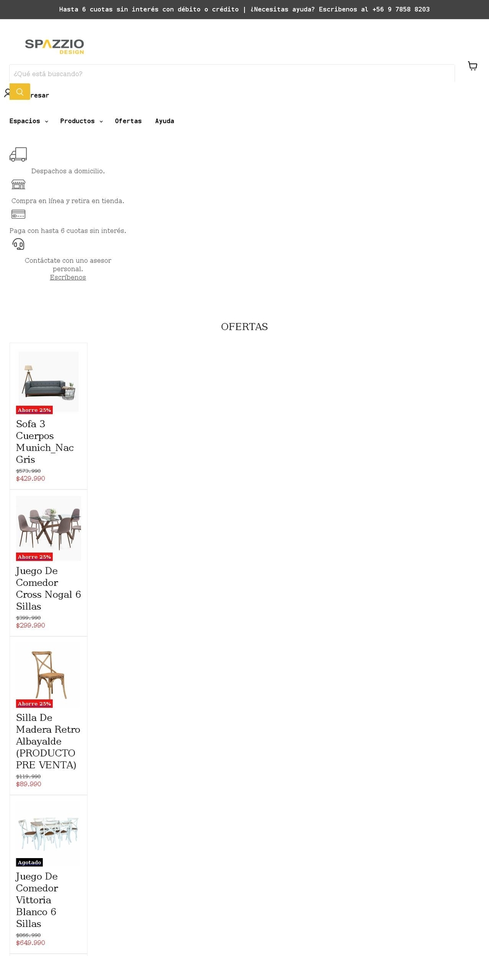 spazziodesign.cl shopify website screenshot