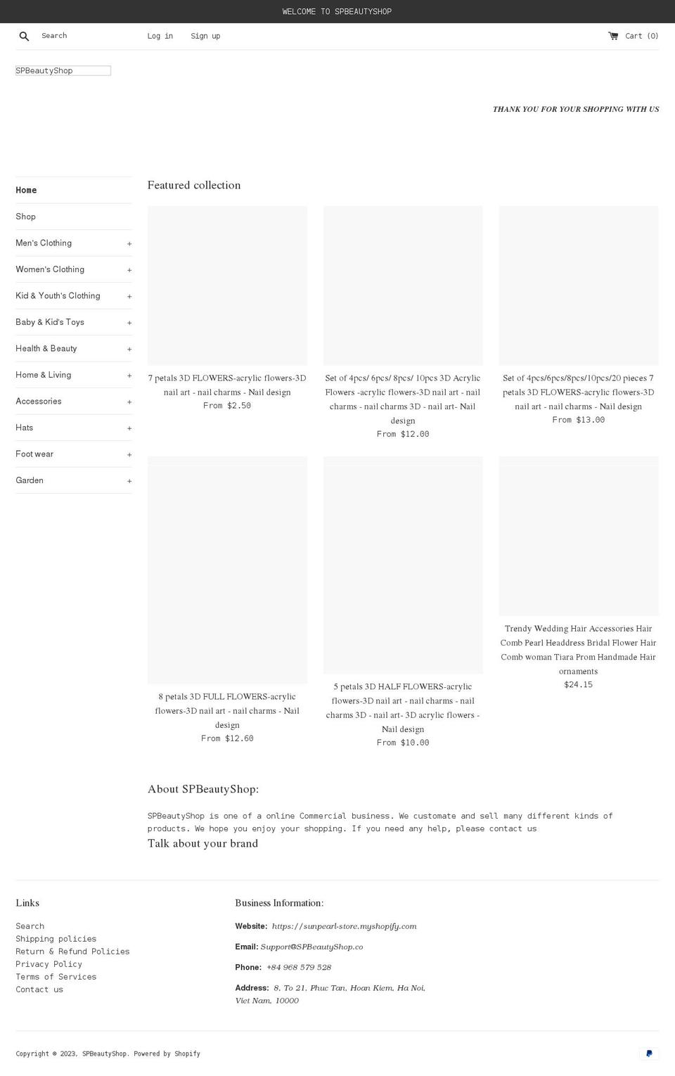 spbeautyshop.co shopify website screenshot