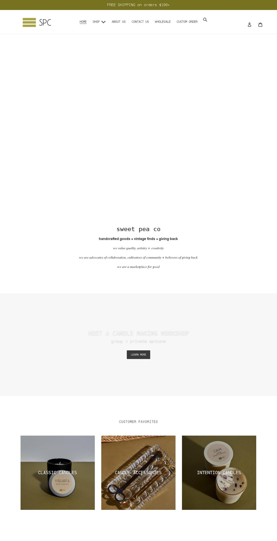 spcollectiveshop.com shopify website screenshot
