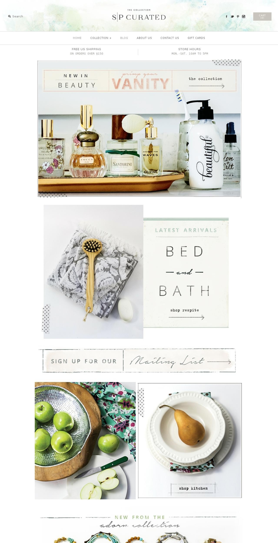 spcurated.com shopify website screenshot