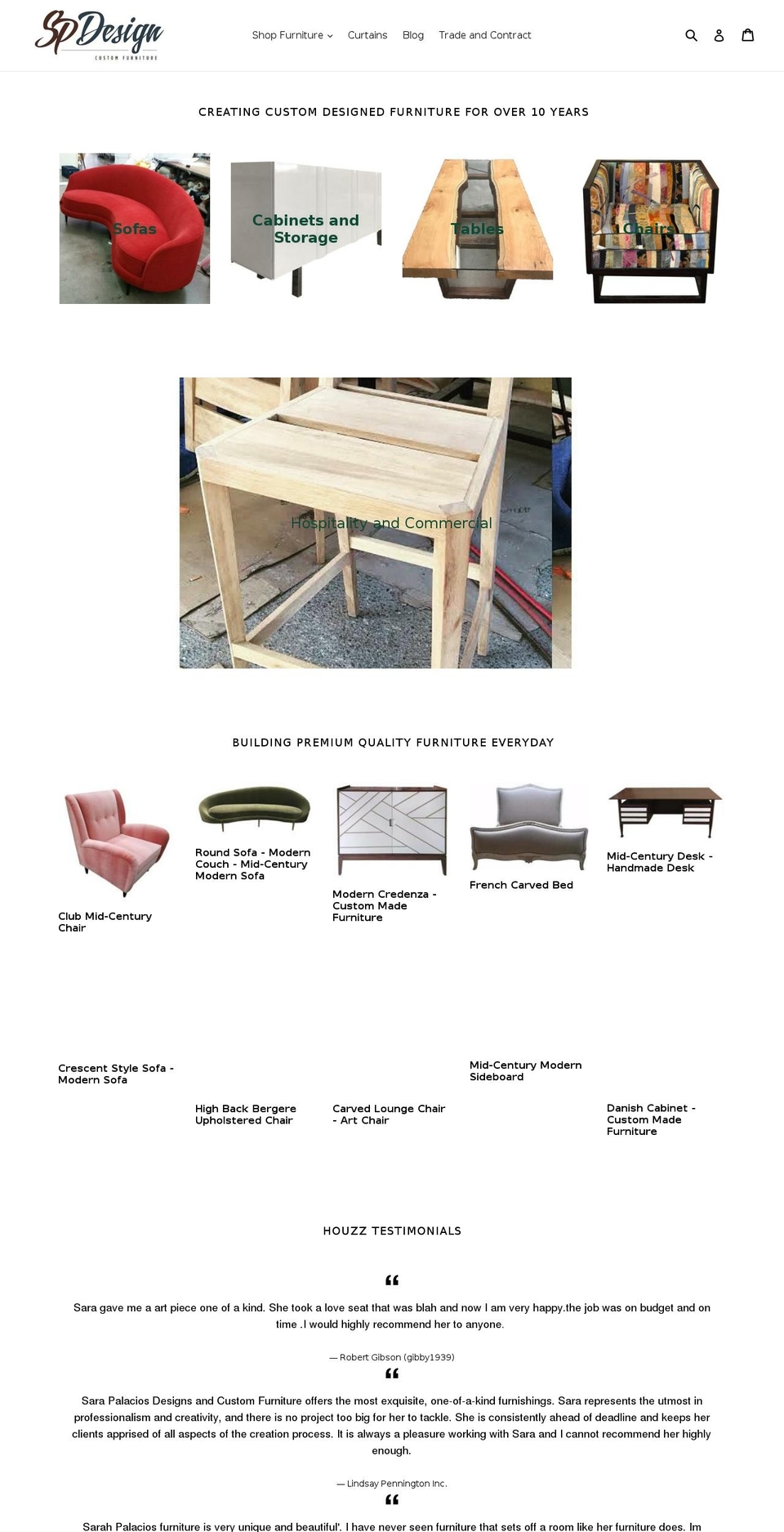 spdcustomfurniture.com shopify website screenshot