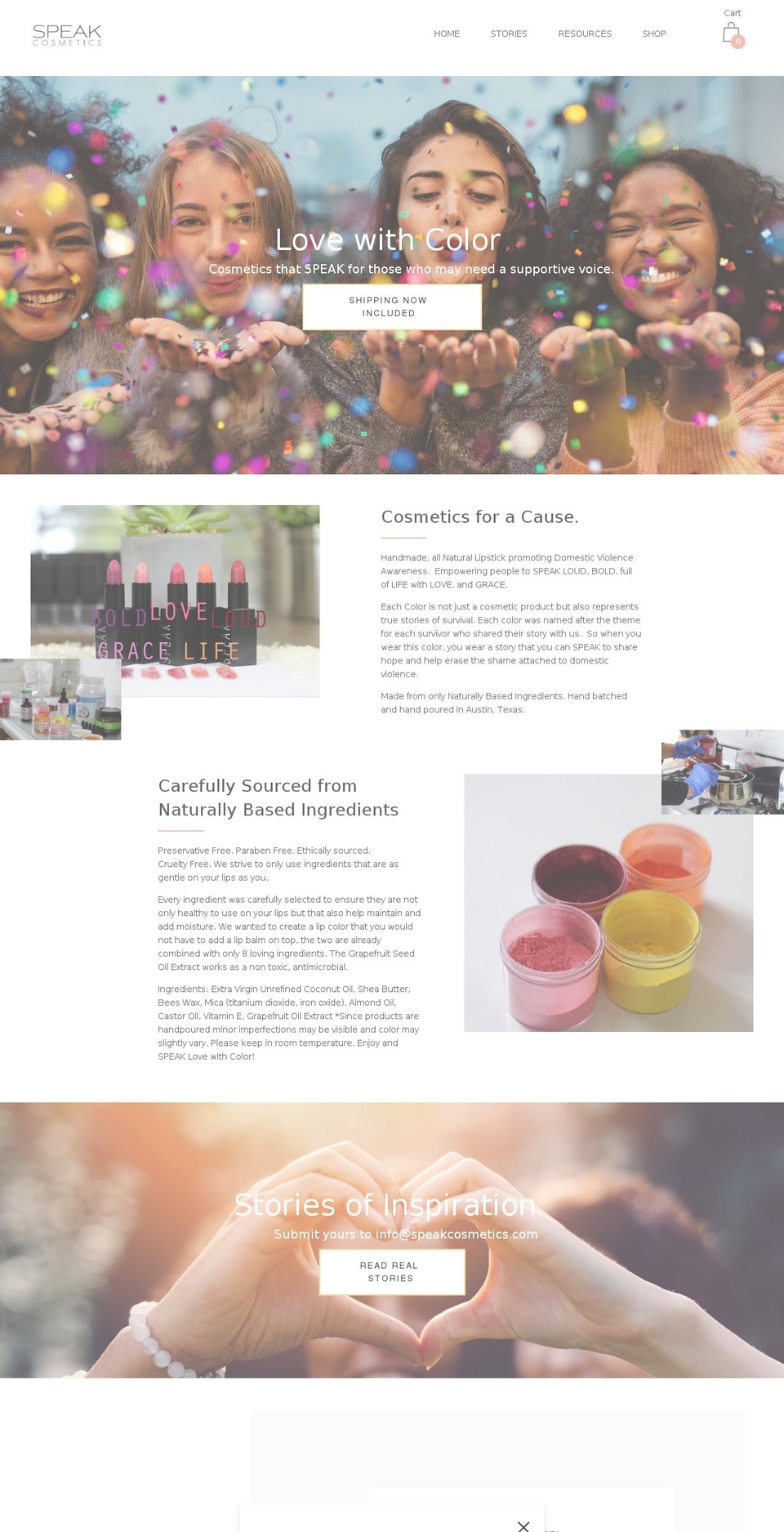 speakcosmetics.com shopify website screenshot