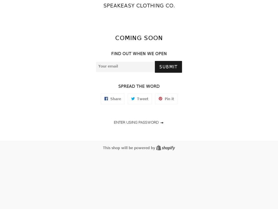 speakeasyclothingco.com — Shopify storefront screenshot