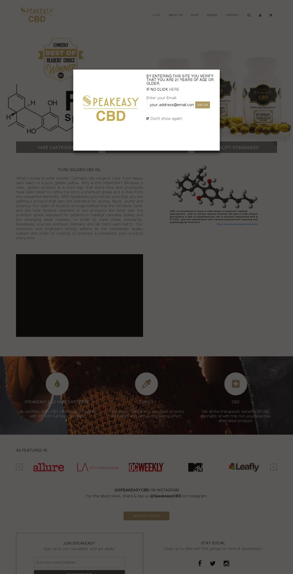 speakeasydispensary.com — Shopify storefront screenshot