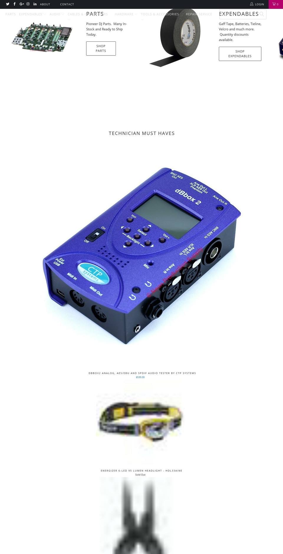 speakerrepairlv.com — Shopify storefront screenshot