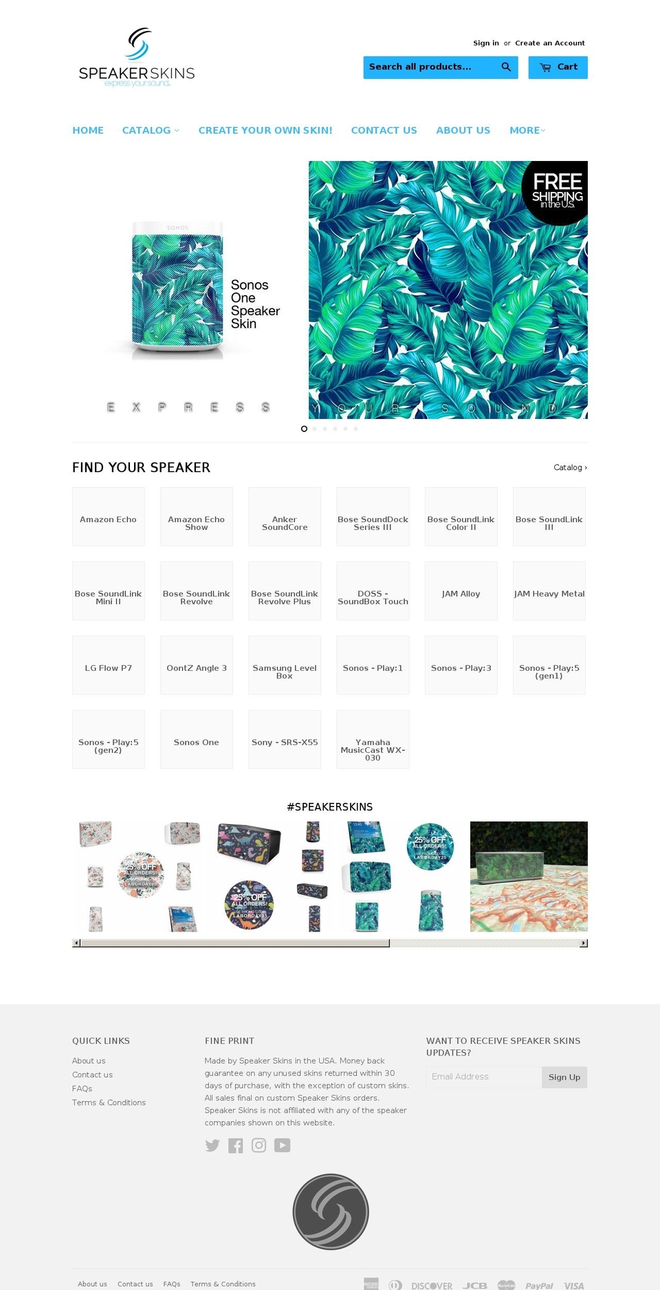 speakerskin.com — Shopify storefront screenshot