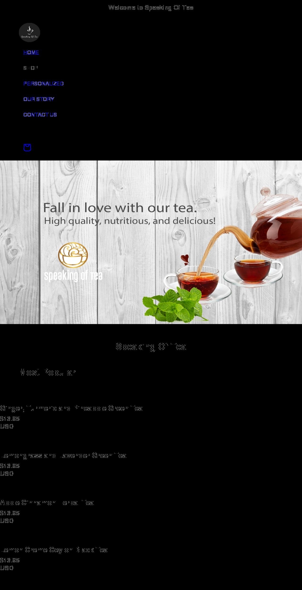 speakingoftea.com shopify website screenshot