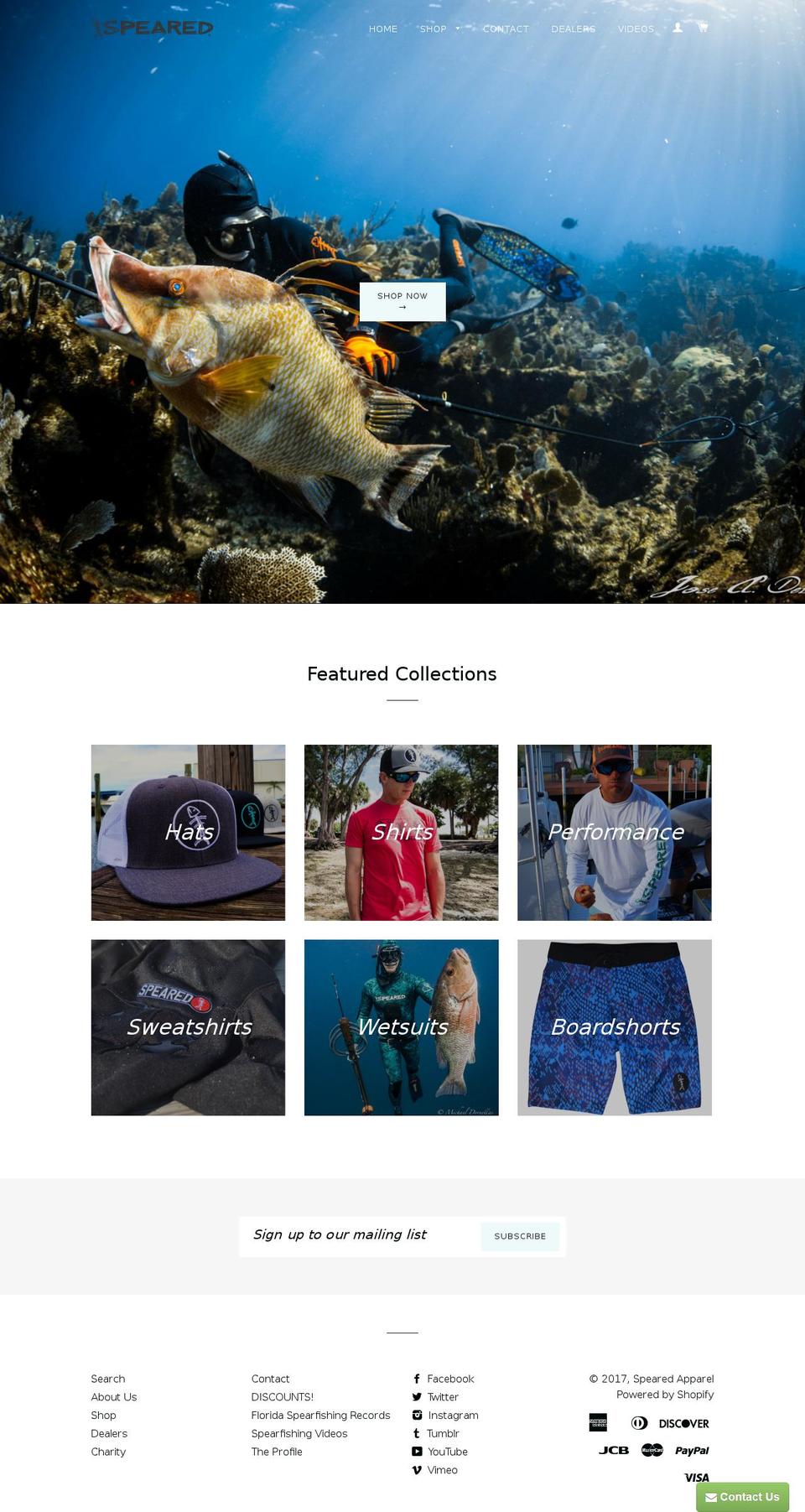 spearedclothing.com shopify website screenshot