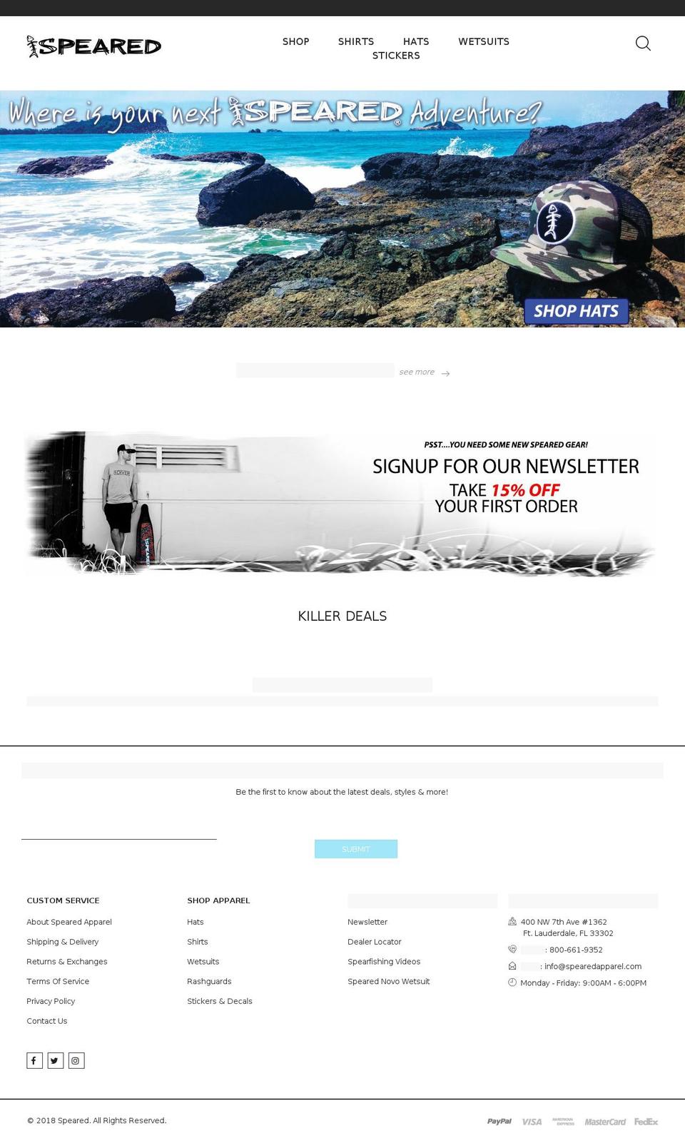 spearedwetsuit.com — Shopify storefront screenshot
