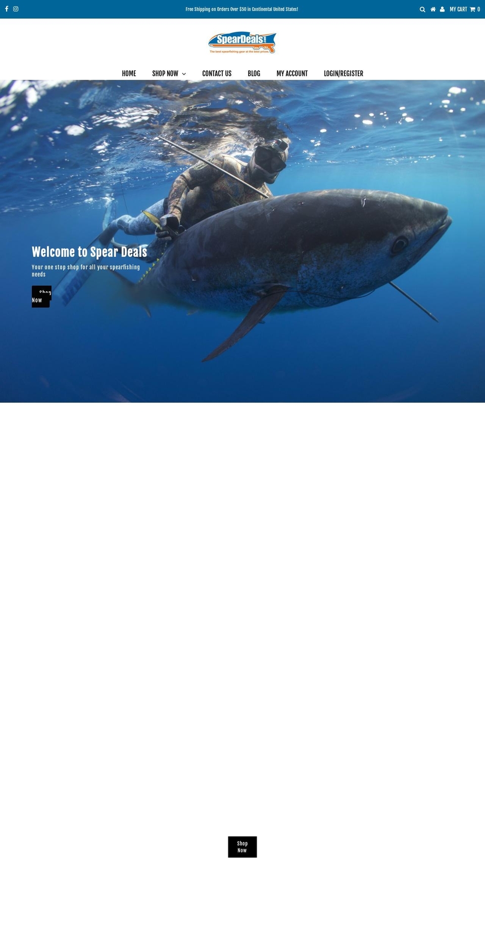 Current Shopify theme site example spearfishing.ninja