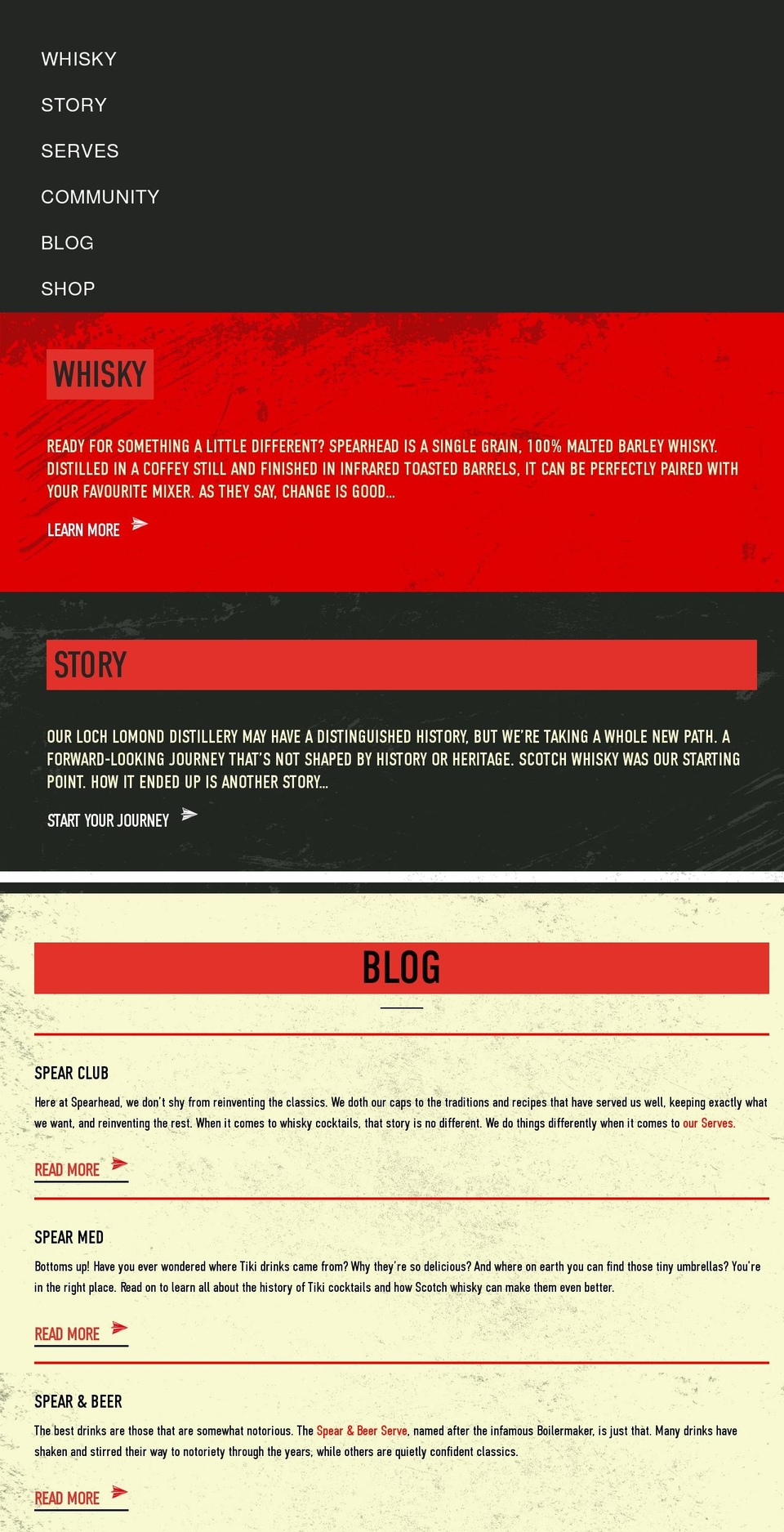 spearheadwhisky.com shopify website screenshot