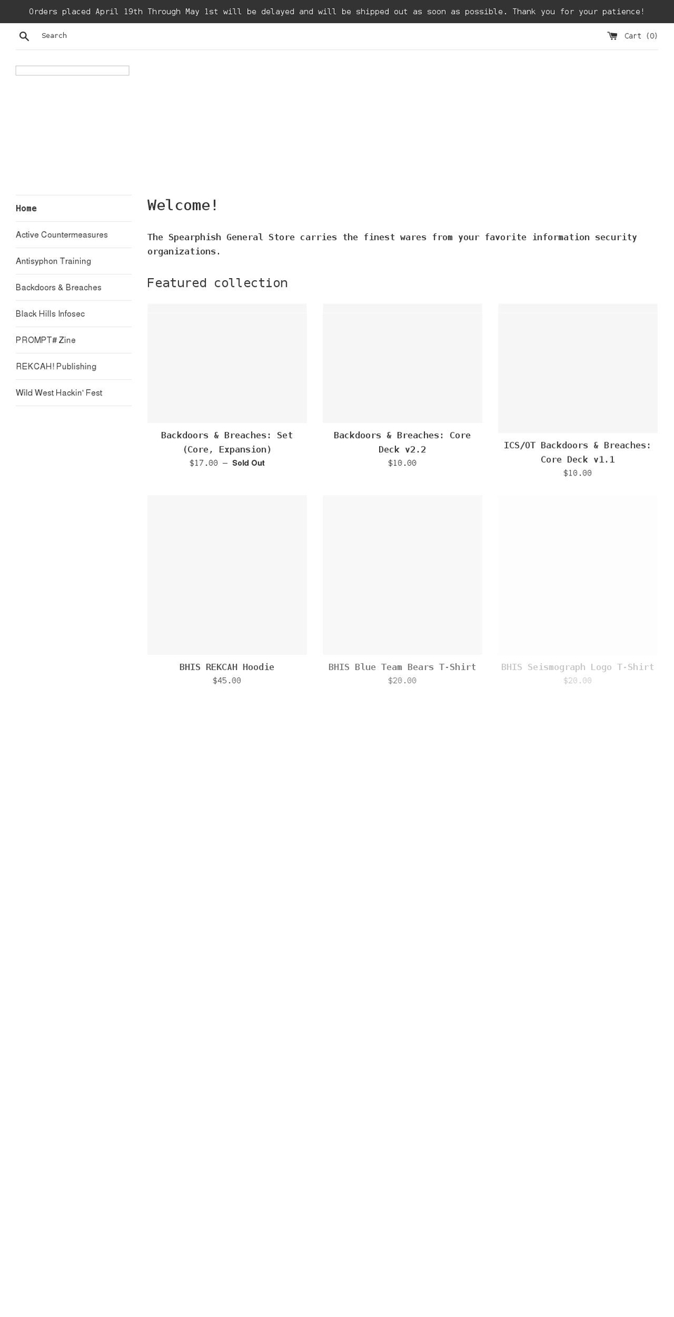 spearphish-general-store.myshopify.com shopify website screenshot