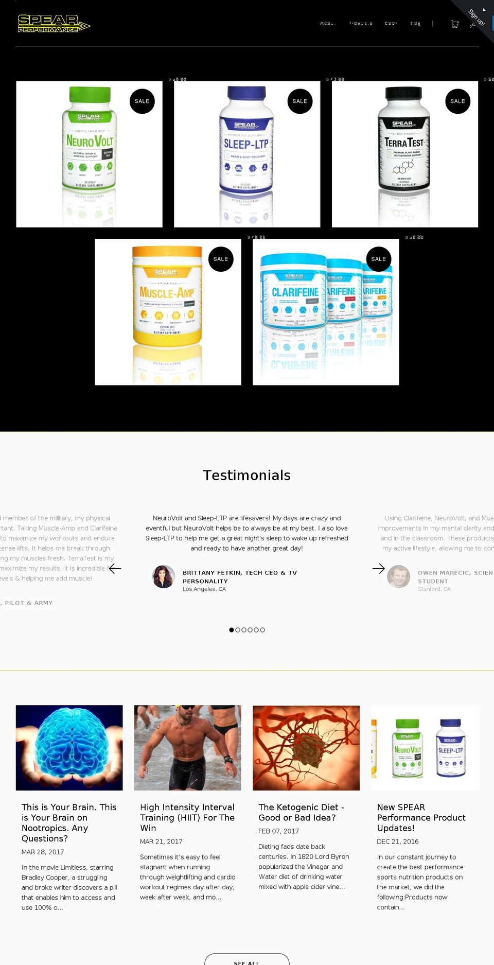 spearsport.com shopify website screenshot
