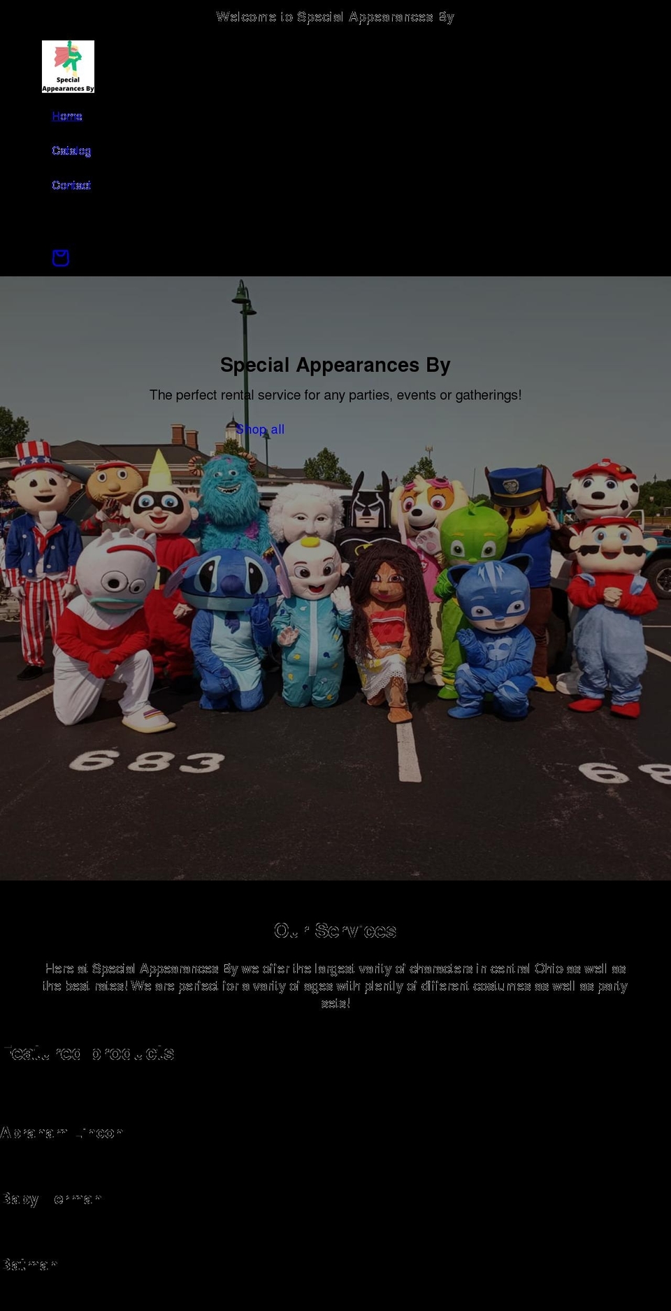 specialappearancesby.com shopify website screenshot