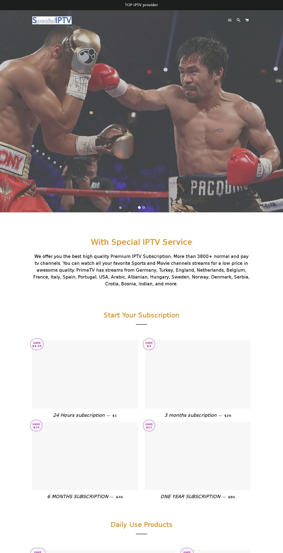 specialiptv.com shopify website screenshot