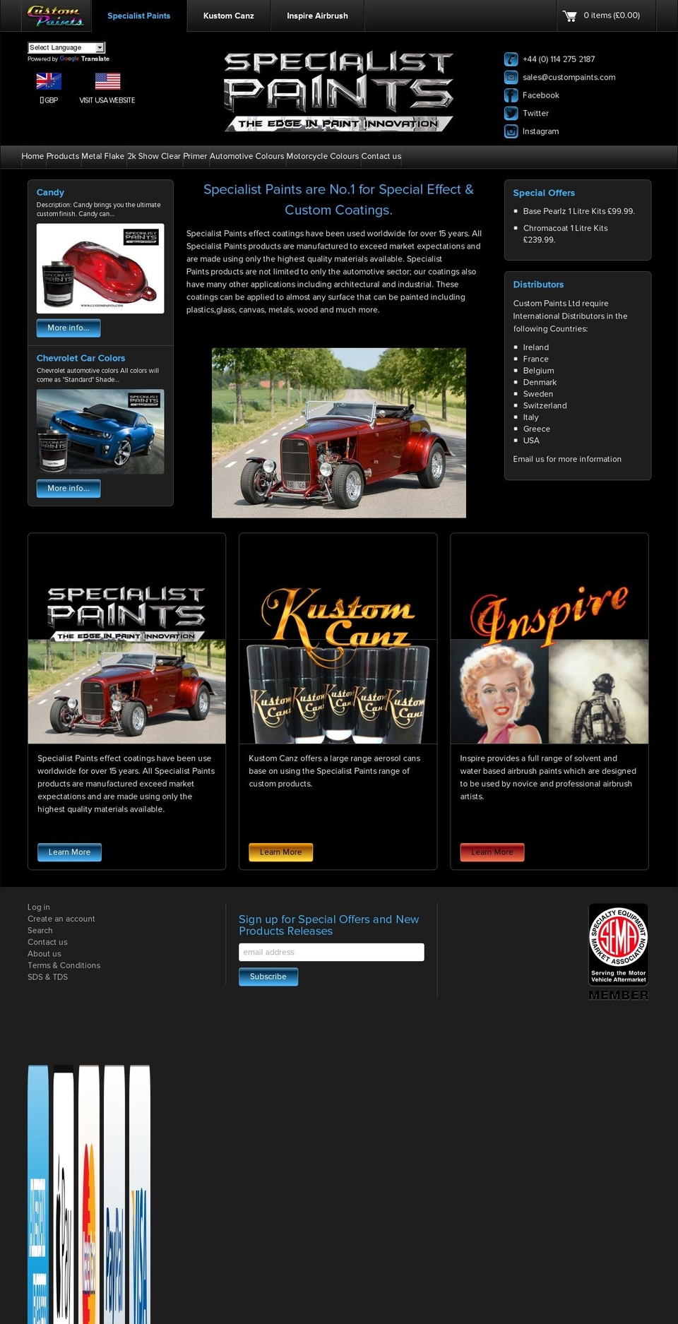 specialistpaints.com shopify website screenshot