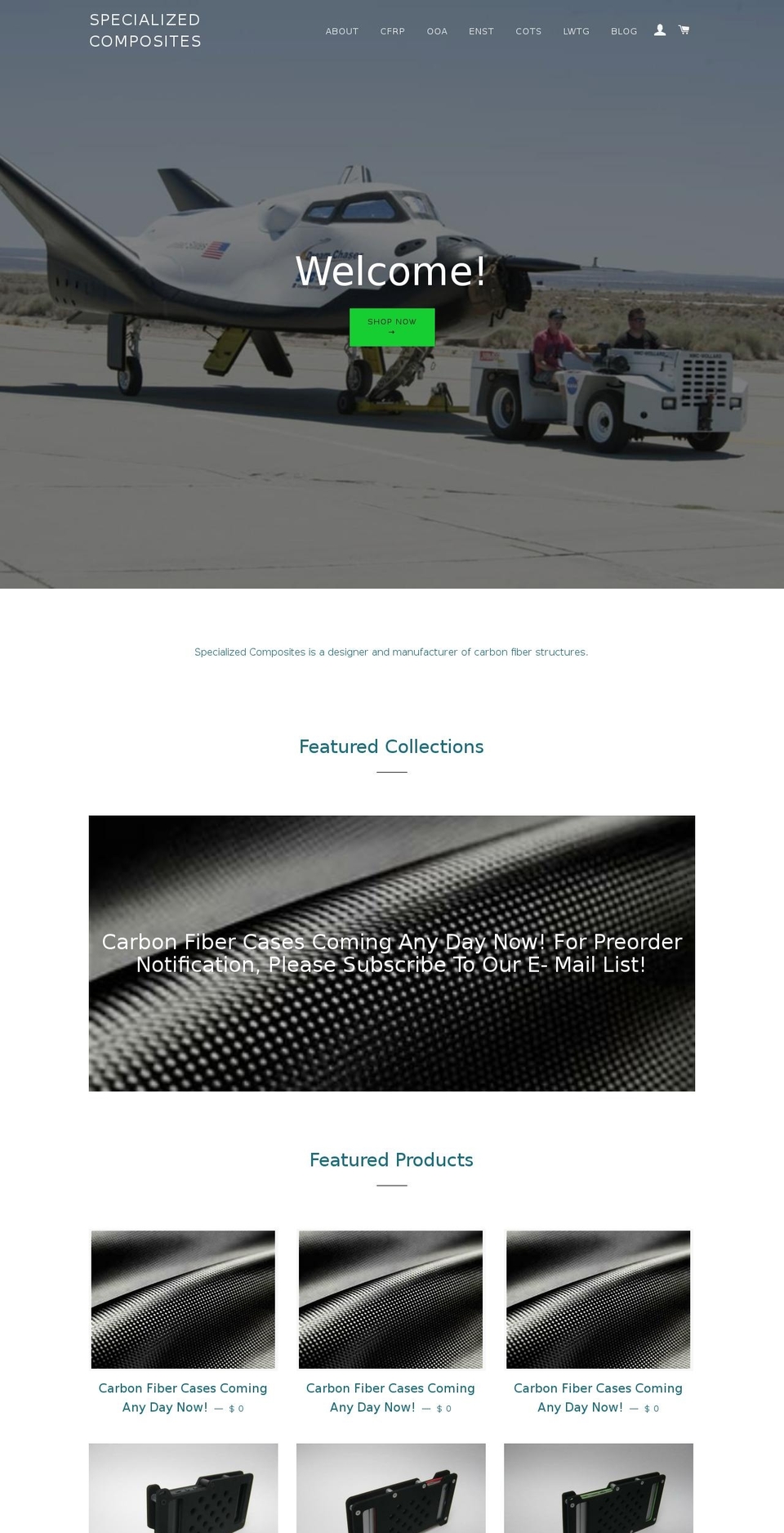 specializedcomposites.com shopify website screenshot