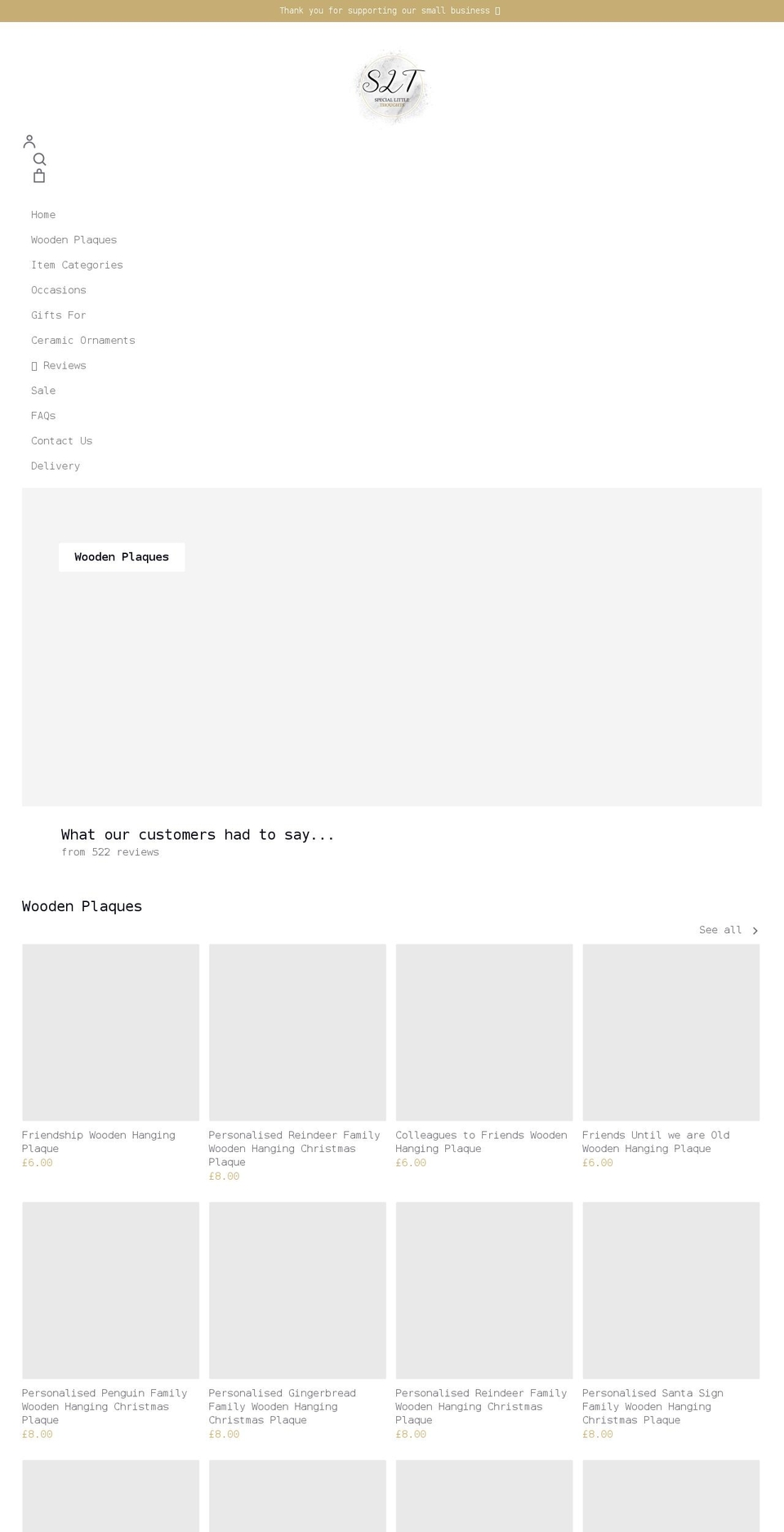 speciallittlethoughts.co.uk shopify website screenshot