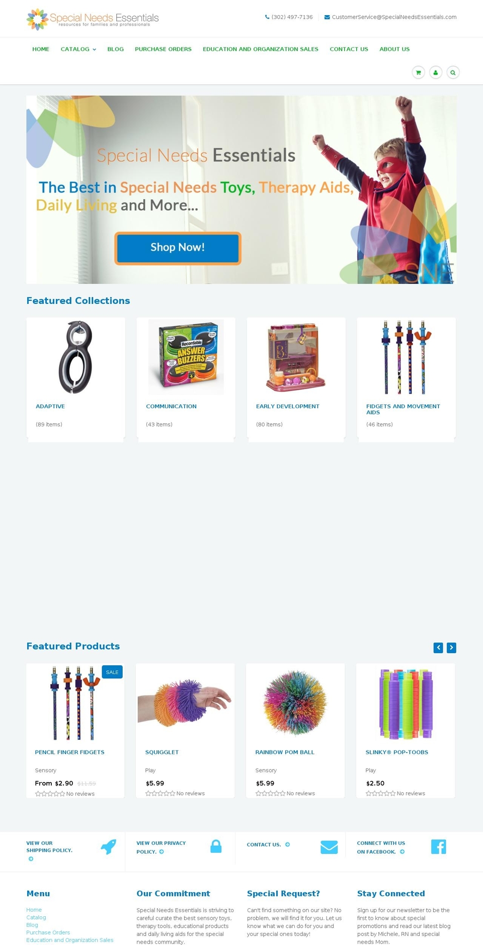 specialneedsessentials.com shopify website screenshot