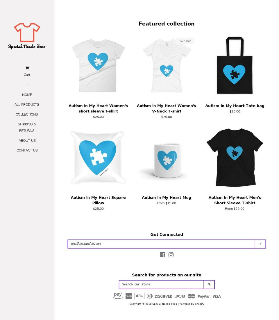 specialneedstees.com — Shopify storefront screenshot
