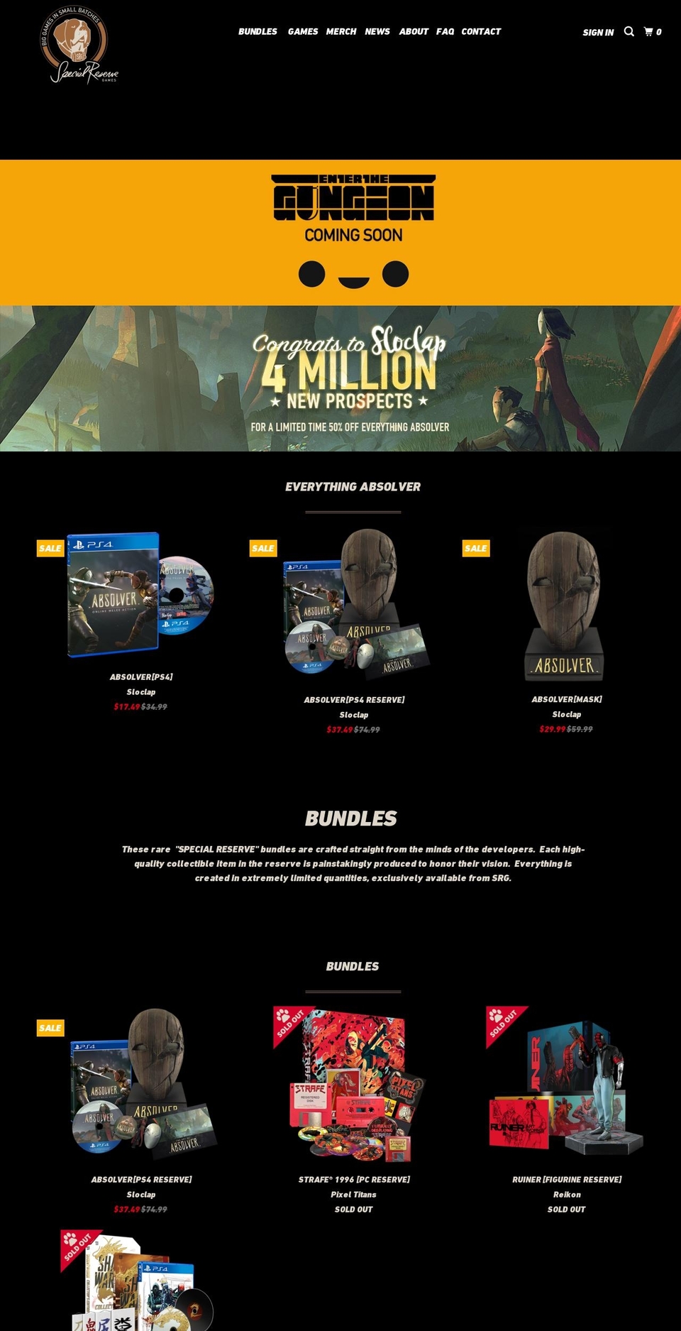 specialreservegames.com shopify website screenshot