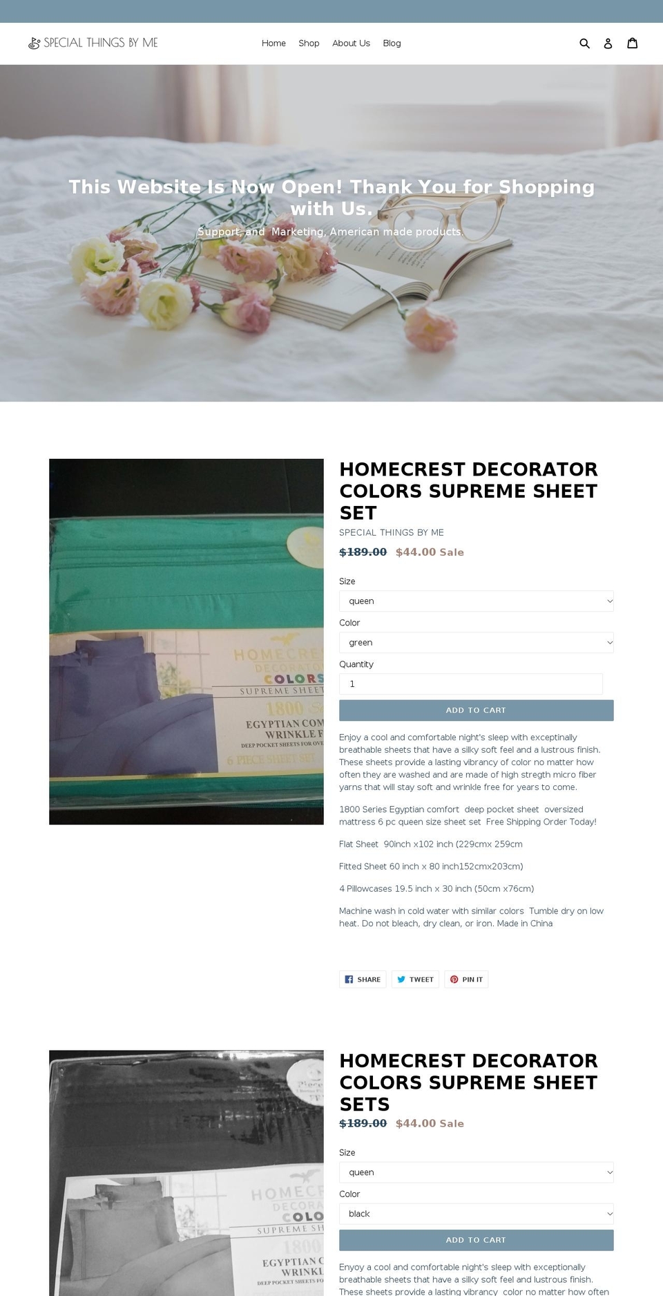 specialthingsbyme.com — Shopify storefront screenshot