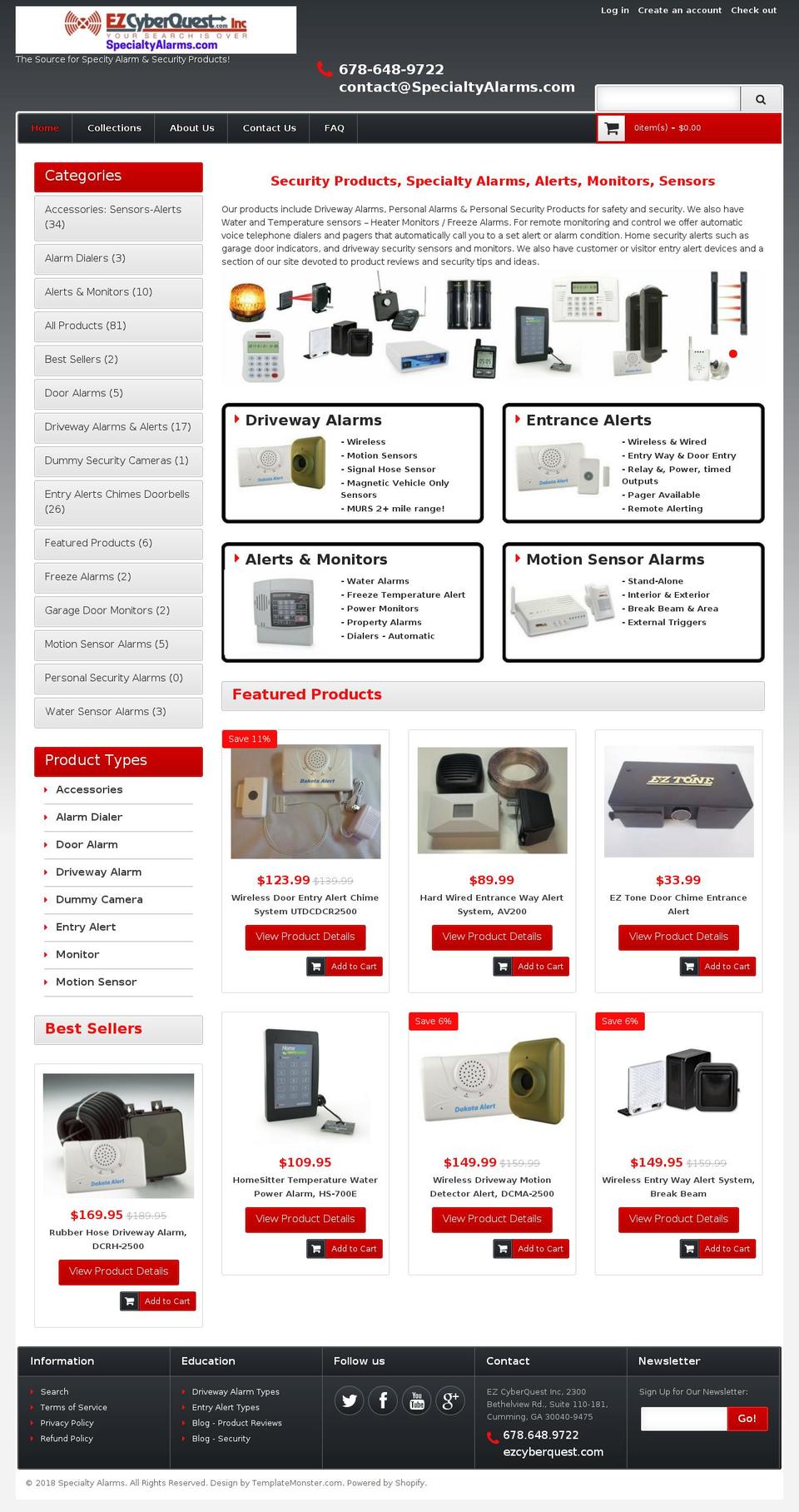 theme045 Shopify theme site example specialtyalarms.com