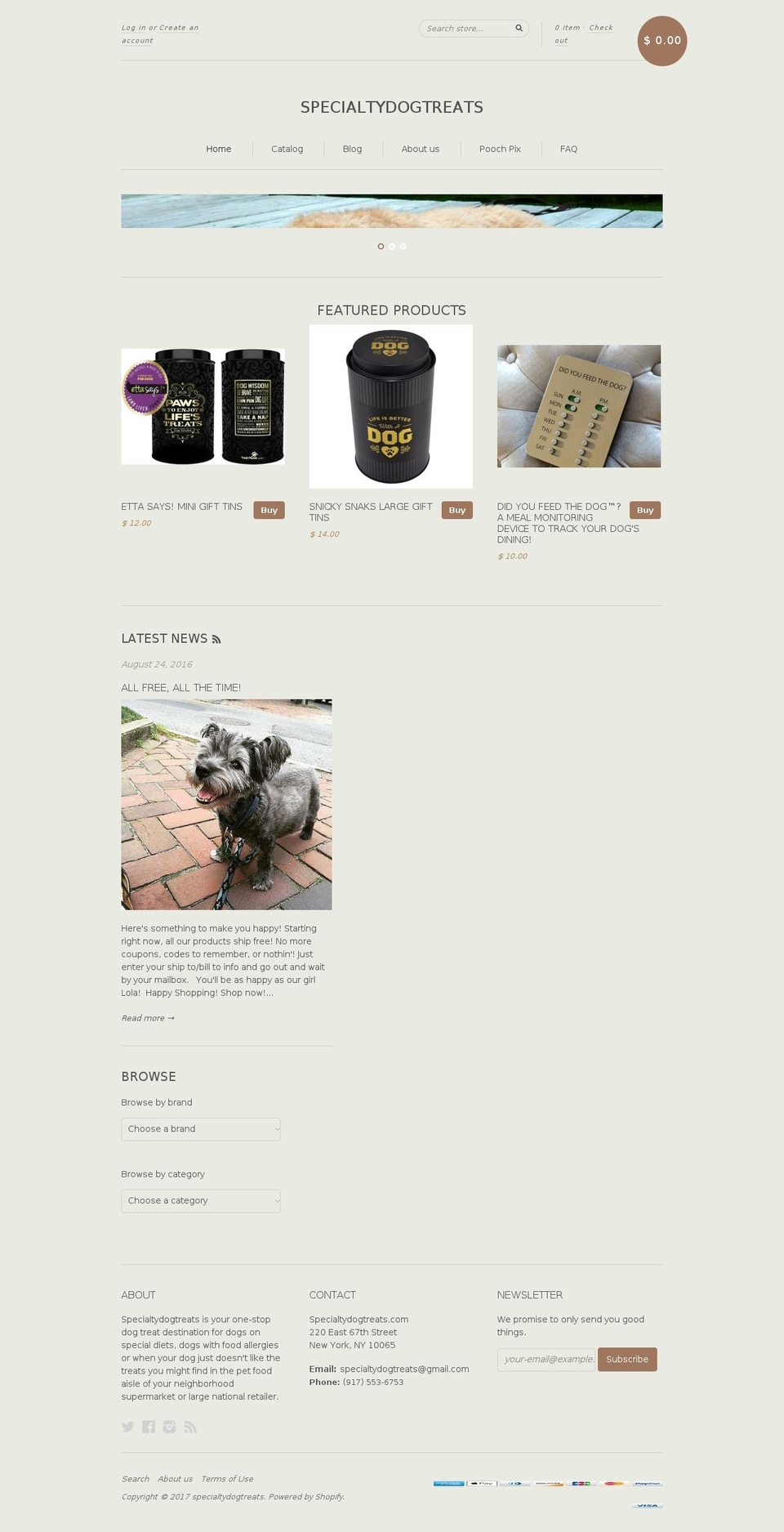 specialtydogtreats.com shopify website screenshot