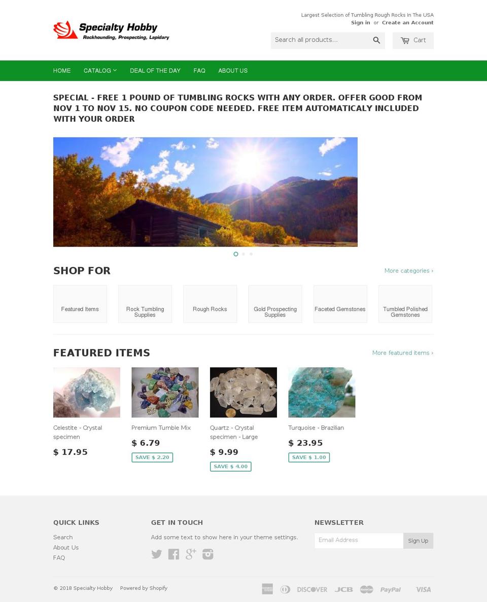 specialtyhobby.com shopify website screenshot