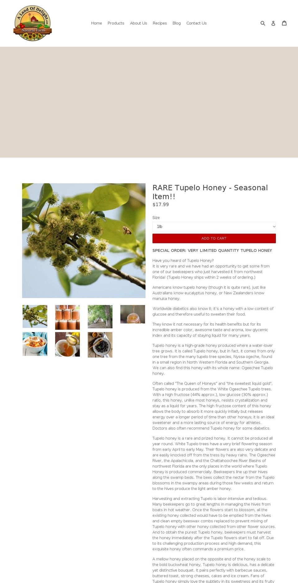 specialtyhoney.com — Shopify storefront screenshot