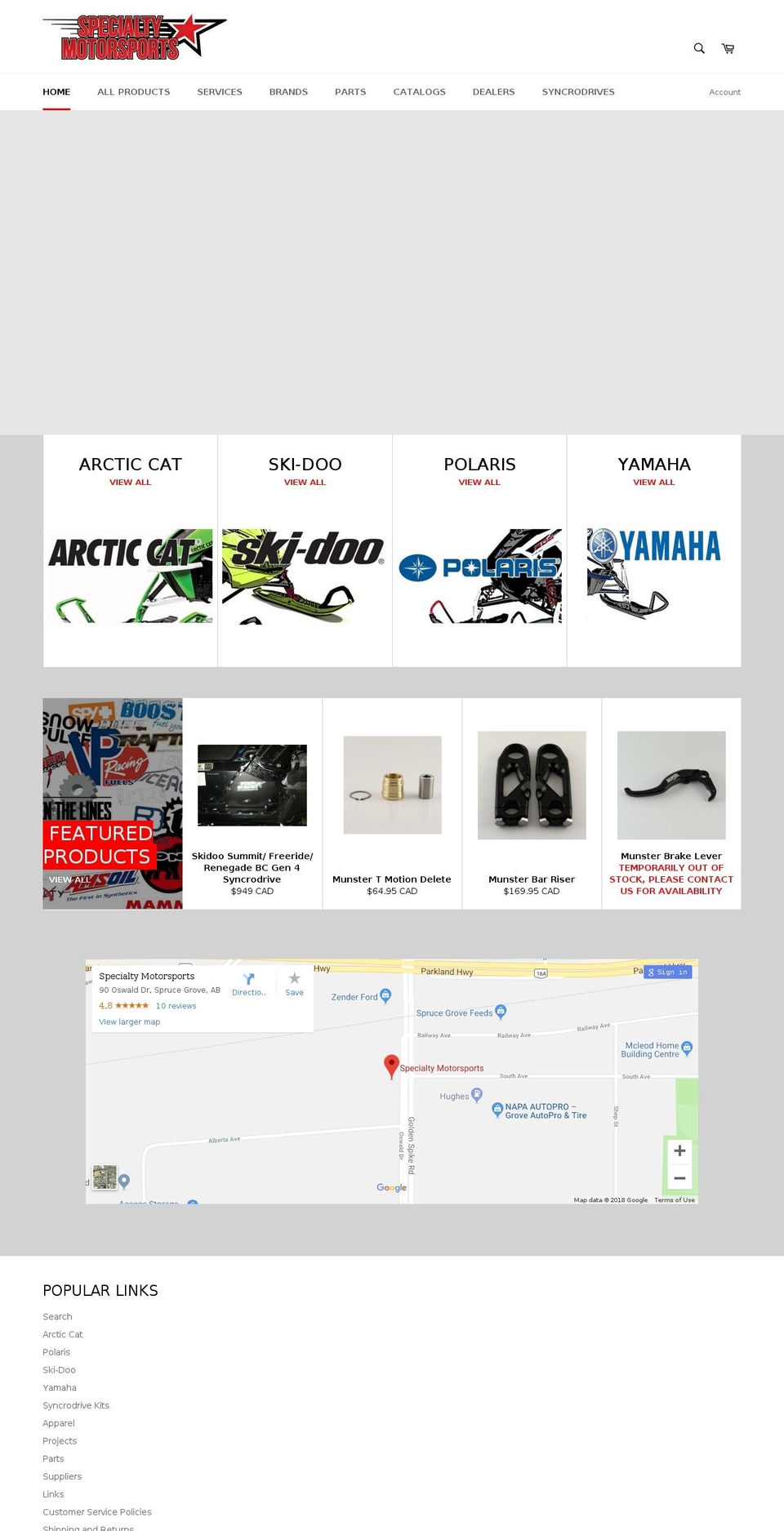 specialtymotorsports.ca shopify website screenshot