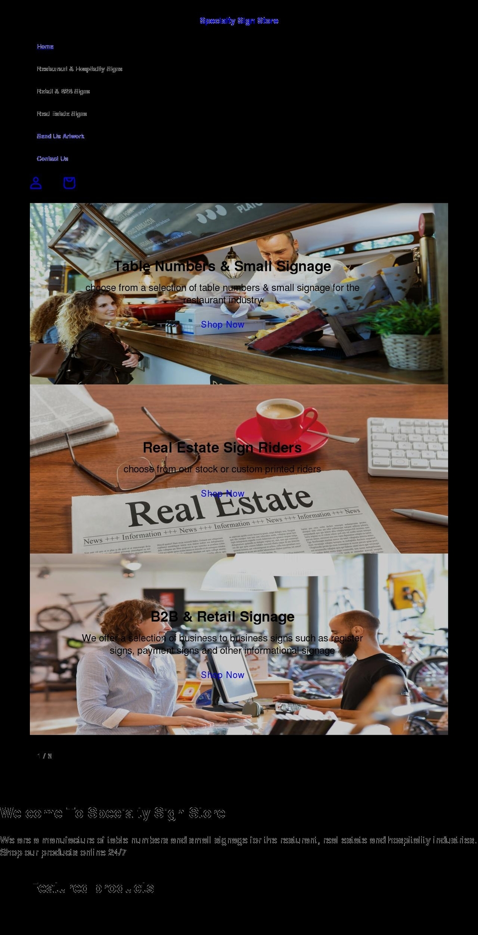 specialtysignstore.com shopify website screenshot