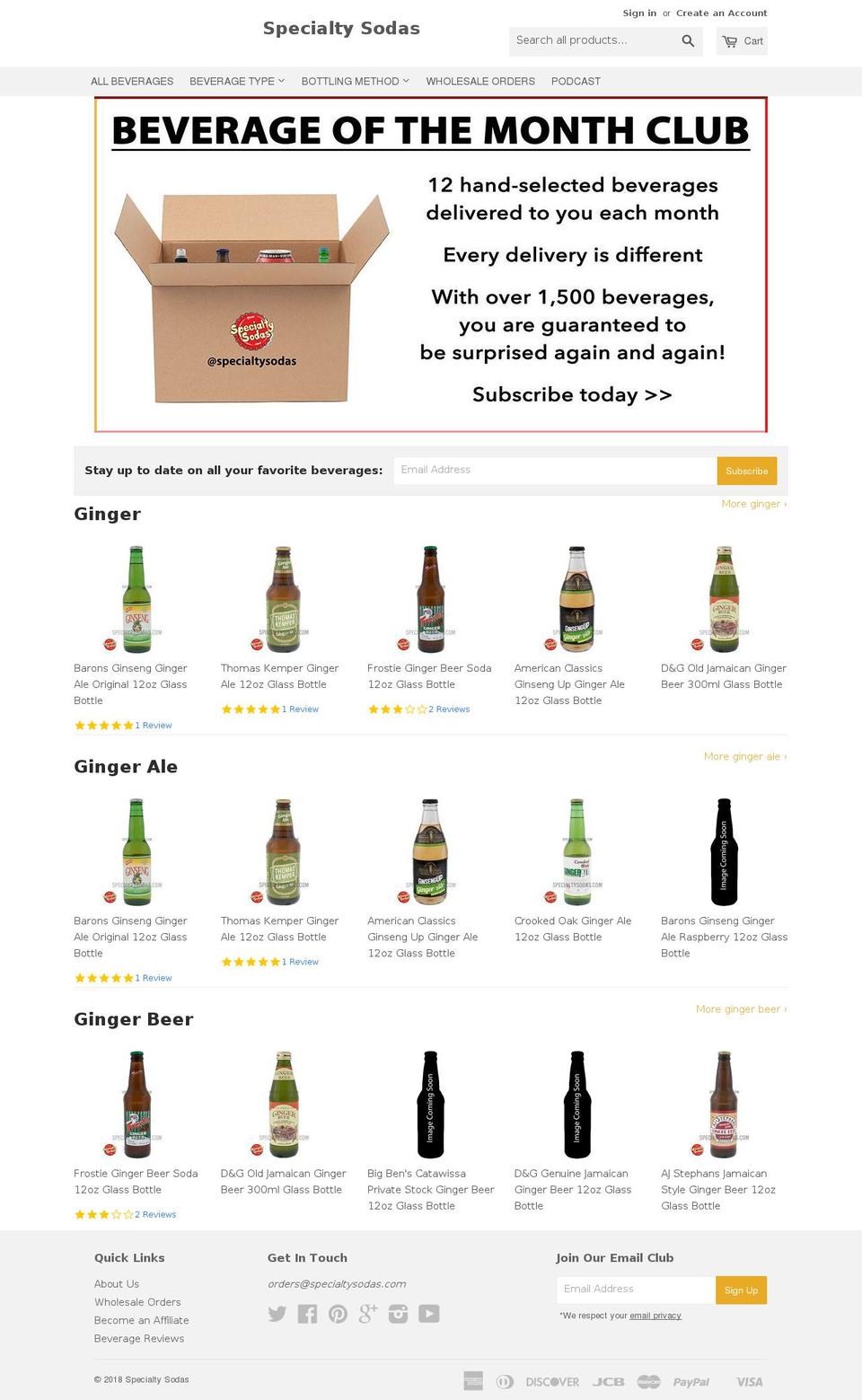 specialtysodas.info shopify website screenshot