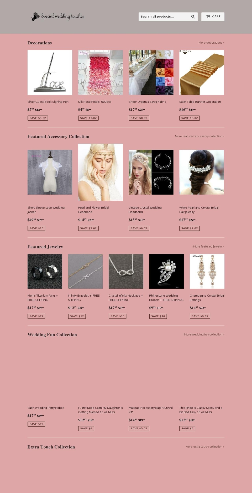specialweddingtouches.com — Shopify storefront screenshot